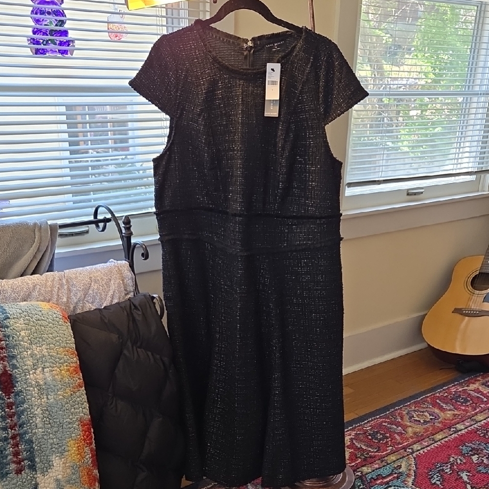 Lane Bryant Black Metallic-Thread Tweed Dress